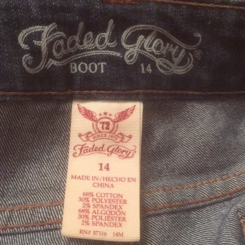 JEANS FADED GLORY BOOT CUT POCKET STRETCH DENIM PLUS SIZE 14  31” SLIMMING FIT - Picture 3 of 4